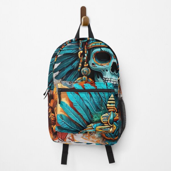 Item preview, Blue Aztec Warrior Skull – Moon & Golden Arch designed and sold by SpectrumEssence.