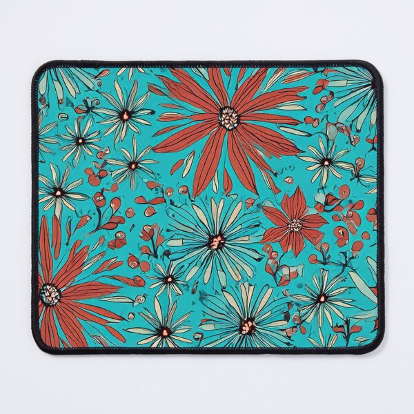 Item preview, Turquoise Red Wildflower Pattern designed and sold by SassyArtistry.