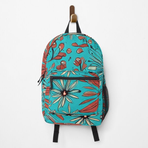 Item preview, Turquoise Red Wildflower Pattern designed and sold by SassyArtistry.