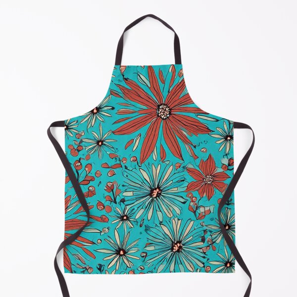 Item preview, Turquoise Red Wildflower Pattern designed and sold by SassyArtistry.