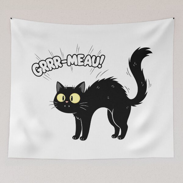 Item preview, Spooky Black Cat with Scared Expression - GRRR-MEAU! designed and sold by AFernandesDSG.