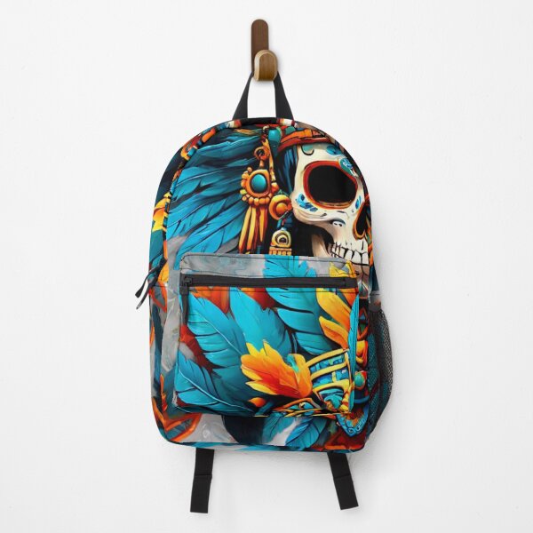Item preview, hite Aztec Skull – Sun, Moon & Orange Flowers designed and sold by SpectrumEssence.