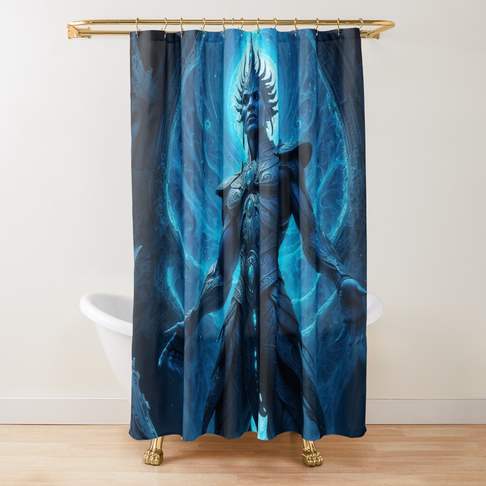 Das epische Erwachen des Titanenzauberers Theronos KI-Konzeptkunst von Xzendor7 | Eine erstaunliche Aussicht 2 The Epic Awakening Of The Titan Sorcerer Theronos Marvelous AI Concept Art by Xzendor7 Decorative Art Print Shower Curtain