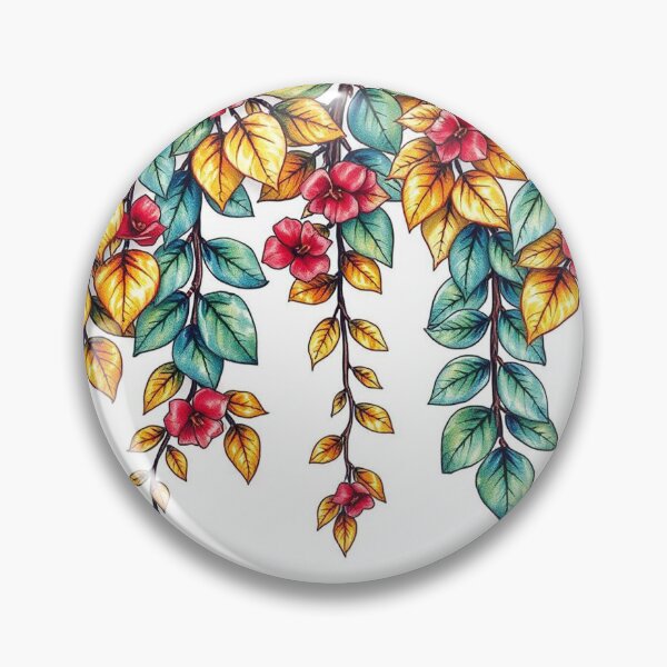 Item preview, Colorful Hanging Leaves with Red Flowers designed and sold by SassyArtistry.