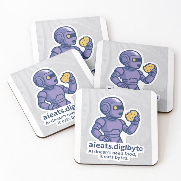 Item preview, aieats.digibyte – AI Eats Bytes Funny Robot Crypto Design designed and sold by BiginkArt.