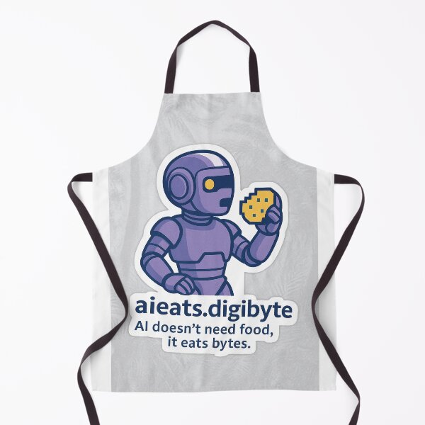 Item preview, aieats.digibyte – AI Eats Bytes Funny Robot Crypto Design designed and sold by BiginkArt.