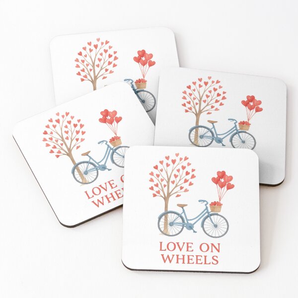 Item preview, Love on Wheels – Romantic Bicycle and Heart Balloon Design designed and sold by inkoutninja.