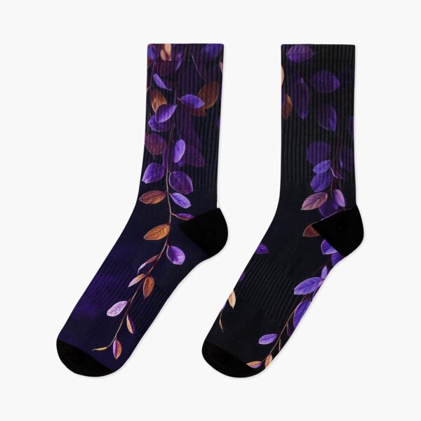 Item preview, Purple and Gold Hanging Leaves on Black designed and sold by SassyArtistry.