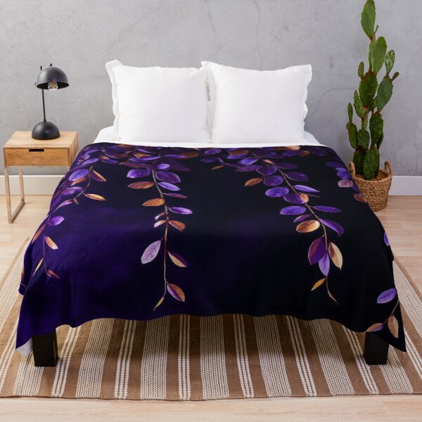Item preview, Purple and Gold Hanging Leaves on Black designed and sold by SassyArtistry.