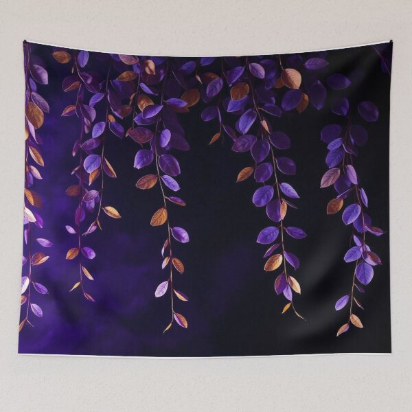 Item preview, Purple and Gold Hanging Leaves on Black designed and sold by SassyArtistry.