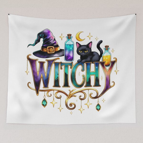 Item preview, Whimsical Witchy PNG with Black Cat Hat and Potions for Halloween Shirt Mug Sticker DIY Projects designed and sold by OctonoteStudio.