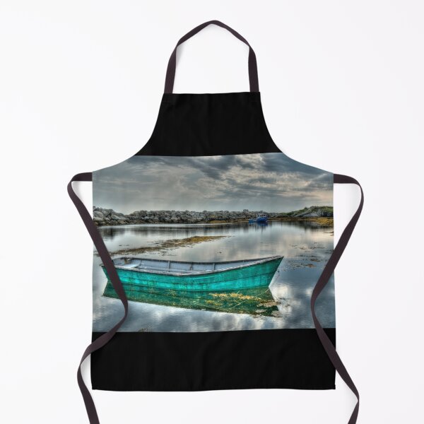 Item preview, Green fishing boat in the cove designed and sold by Roxane Bay.