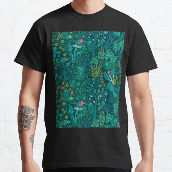 Emerald forest keepers. Fairy woodland creatures. Tree, plants and mushrooms Classic T-Shirt