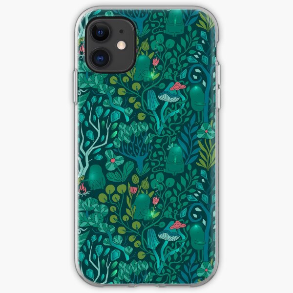 Emerald forest keepers. Fairy woodland creatures. Tree, plants and mushrooms iPhone Soft Case