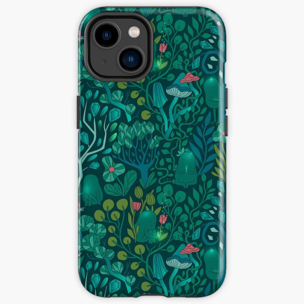 Emerald forest keepers. Fairy woodland creatures. Tree, plants and mushrooms iPhone Case