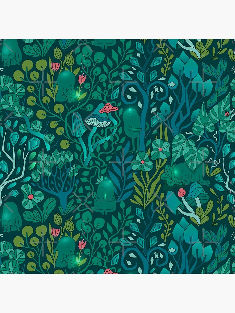 Emerald forest keepers. Fairy woodland creatures. Tree, plants and mushrooms by kostolom3000