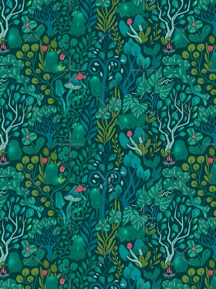 Emerald forest keepers. Fairy woodland creatures. Tree, plants and mushrooms by kostolom3000