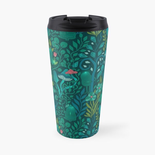 Emerald forest keepers. Fairy woodland creatures. Tree, plants and mushrooms Travel Mug