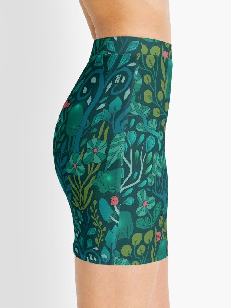 Alternate view of Emerald forest keepers. Fairy woodland creatures. Tree, plants and mushrooms Mini Skirt