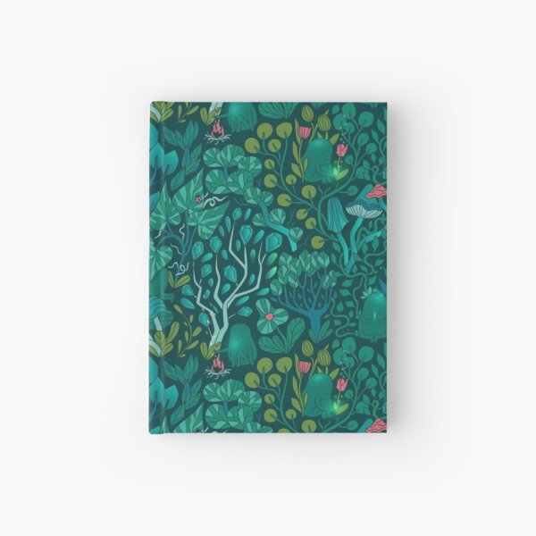 Emerald forest keepers. Fairy woodland creatures. Tree, plants and mushrooms Hardcover Journal