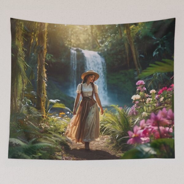 Item preview, Journey of a Victorian Woman by the Jungle Waterfall designed and sold by BlareBlare.