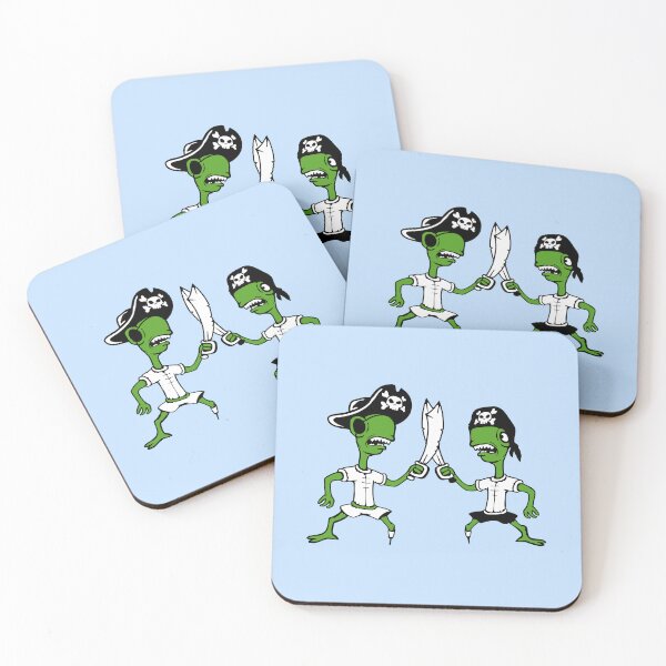 Item preview, 2 Dino Pirate Sailor Crew Captain Buccaneer Sword Fight Duel designed and sold by shirt-o-mat.