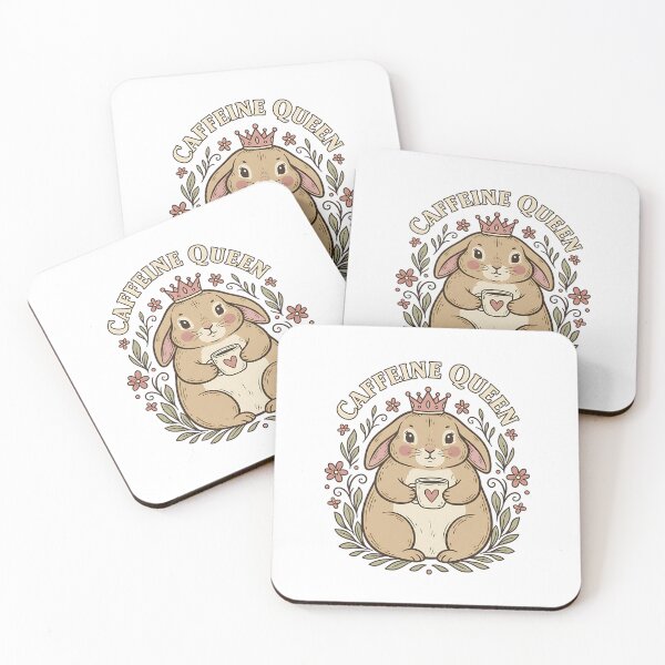 Item preview, Caffeine Queen Bunny Coffee Lover Art designed and sold by BirdsnStuff.