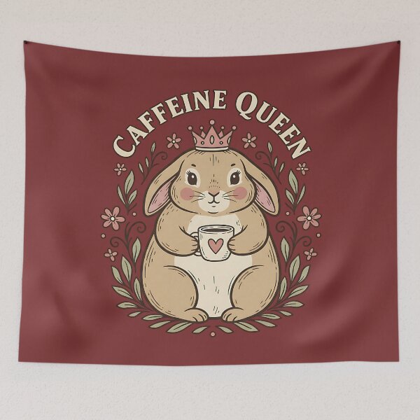 Item preview, Caffeine Queen Bunny Coffee Lover Art designed and sold by BirdsnStuff.