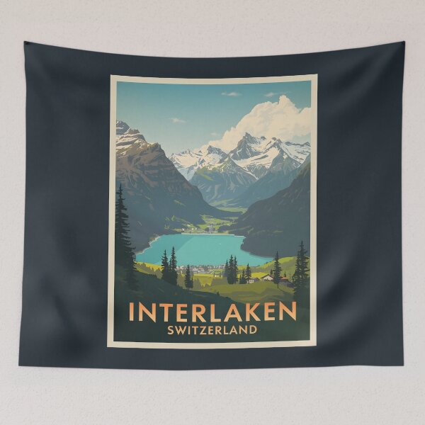 Item preview, A Vintage Illustration of Interlaken - Switzerland  designed and sold by GoodOldVintage.