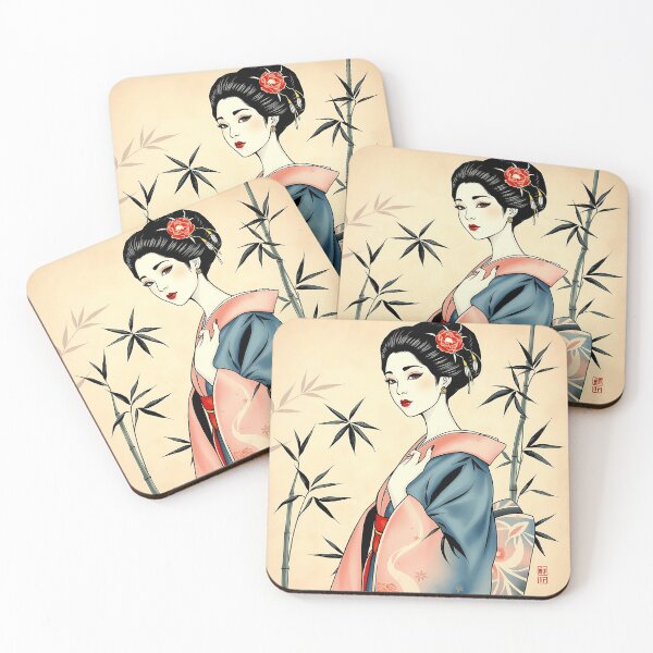 Item preview, Elegant Geisha with Bamboo and Ink Patterns designed and sold by sharon1210.
