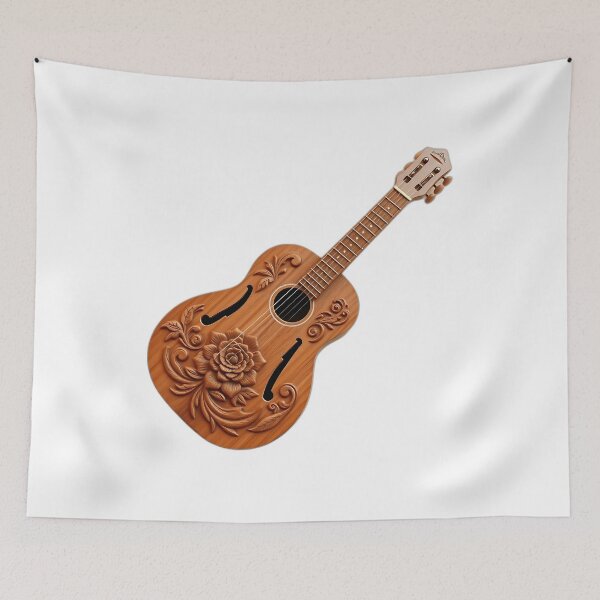 Item preview, Mahogany Guitar with Floral Carvings designed and sold by sharon1210.