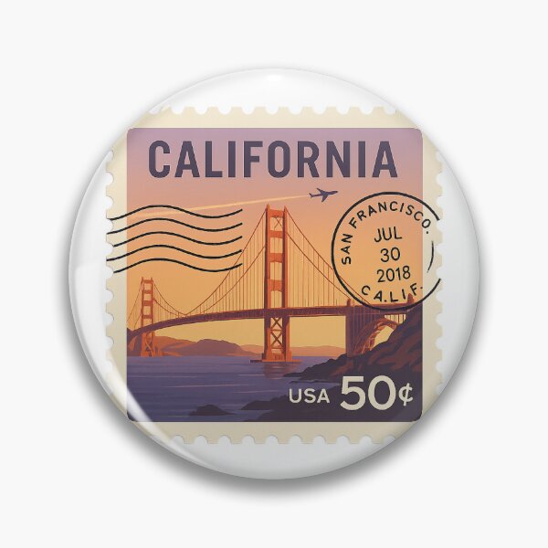 Artikelvorschau, Kalifornien Stempel Aufkleber – Golden Gate Bridge Vintage Travel entworfen und verkauft von BashPIXIE.