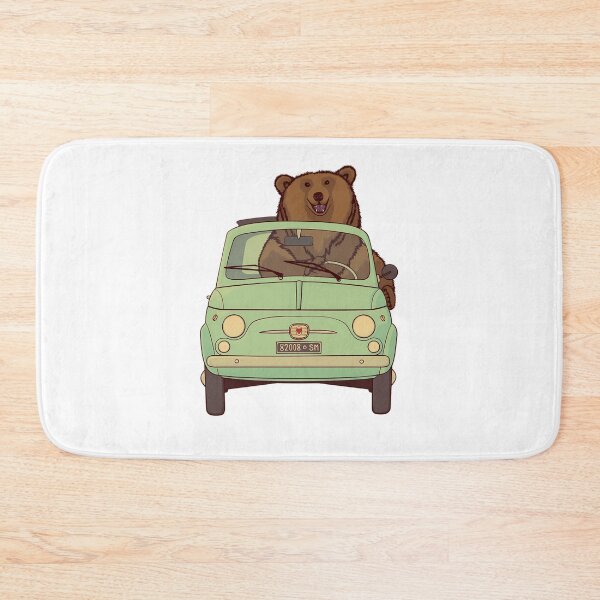 Artikelvorschau, Bear-In-A-Pale-Blue-Vintage-Fiat-500 entworfen und verkauft von AliceKnoll.