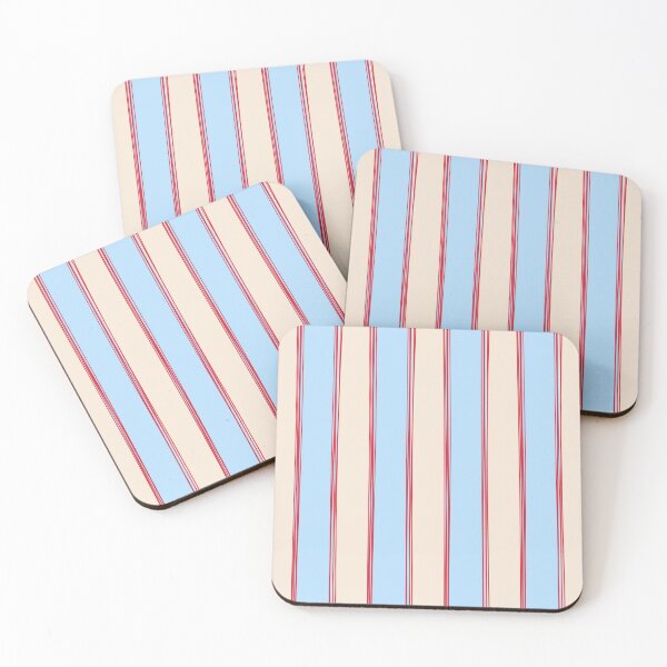 Item preview, Lined Stripes Vertical Pattern in Cottage Light Blue, Red, and Cream Beige designed and sold by kierkegaard.