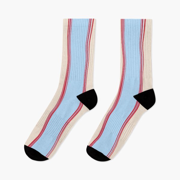 Item preview, Lined Stripes Vertical Pattern in Cottage Light Blue, Red, and Cream Beige designed and sold by kierkegaard.