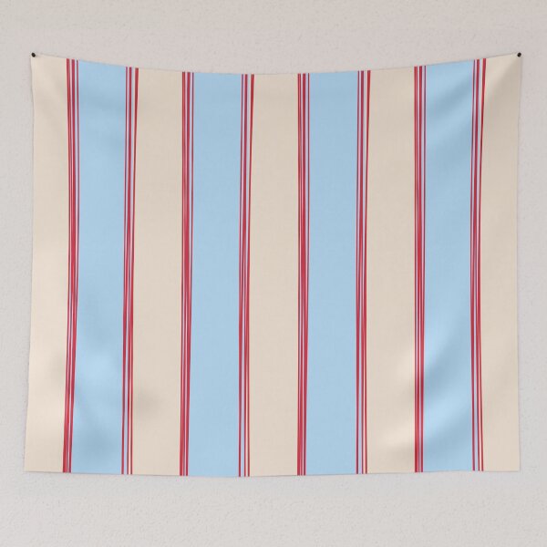 Item preview, Lined Stripes Vertical Pattern in Cottage Light Blue, Red, and Cream Beige designed and sold by kierkegaard.