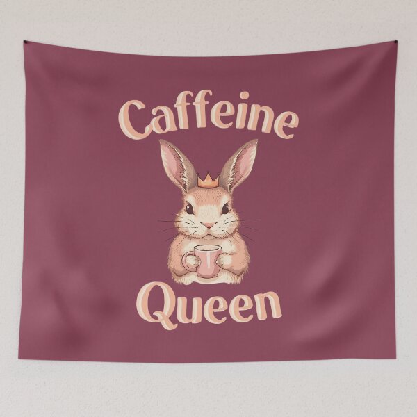 Item preview, Caffeine Queen Bunny Coffee Illustration designed and sold by BirdsnStuff.