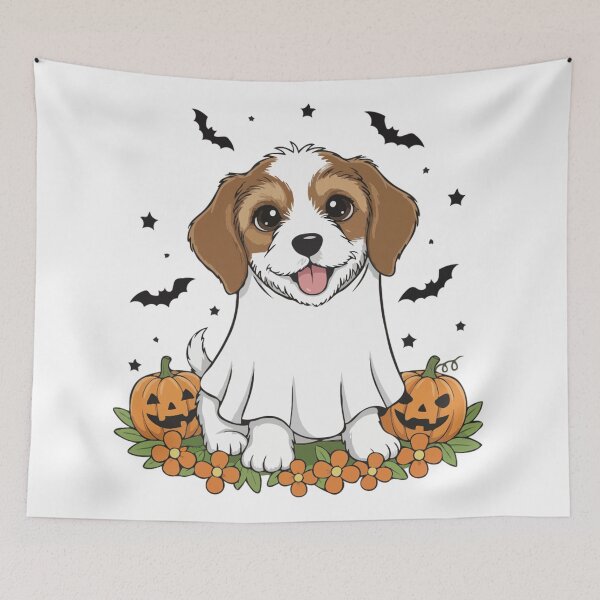 Artikelvorschau, PBGV Puppy Ghost – Süßes Halloween-Hundekostüm.png entworfen und verkauft von The Real Life Symphony.
