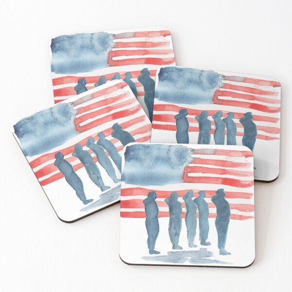 Item preview, American Flag and Soldiers saluting  designed and sold by Sailing Llamas.