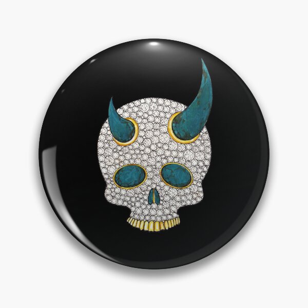 Item preview, Demon skull with diamond and turquoise gold jewelry. designed and sold by Jiwsurreal.
