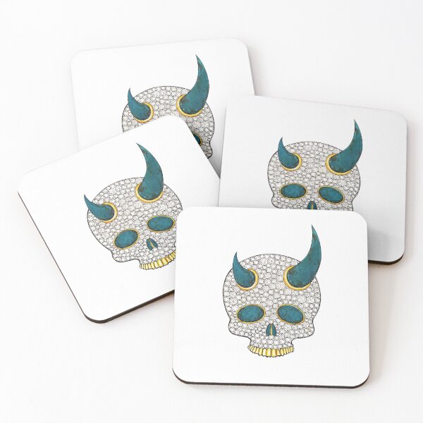 Item preview, Demon skull with diamond and turquoise gold jewelry. designed and sold by Jiwsurreal.