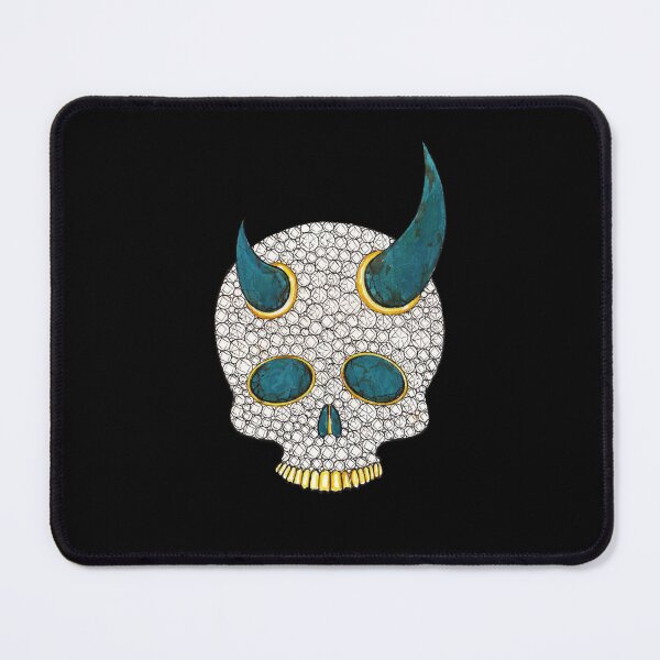 Item preview, Demon skull with diamond and turquoise gold jewelry. designed and sold by Jiwsurreal.