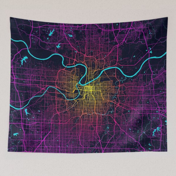 Item preview, Kansas City Map of Missouri, USA - Neon designed and sold by deMAP.