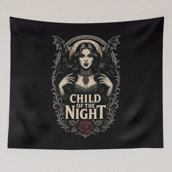 Item preview, Child of the Night Vampire Queen – Gothic Rose and Bats Vintage Horror Art designed and sold by Victor Shadehorn.