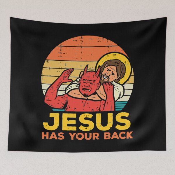 Item preview, Jesus Has Your Back Jiu Jitsu Retro Christian Men designed and sold by TiffaniButler8.