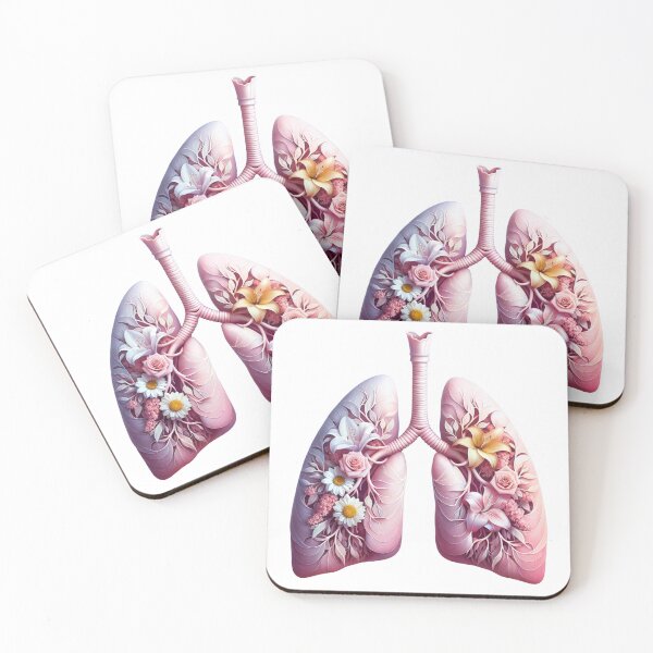 Item preview, Elegant anatomical illustration of a pink lung decorated with colorful flowers. designed and sold by KanDa-Shop.