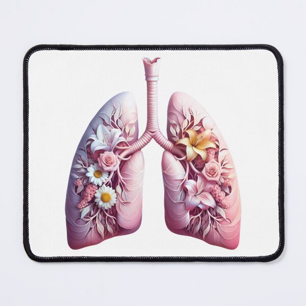 Item preview, Elegant anatomical illustration of a pink lung decorated with colorful flowers. designed and sold by KanDa-Shop.