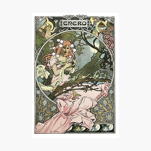 HD. January - Calendar, by Gaspar Camps (1902) HIGH DEFINITION Photographic Print