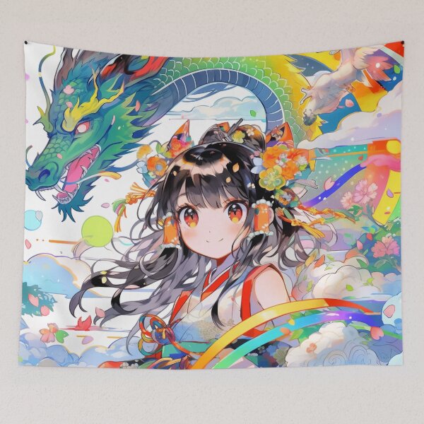 Item preview, Rainbow Dragon Festival Anime Maiden designed and sold by bubblegoth.