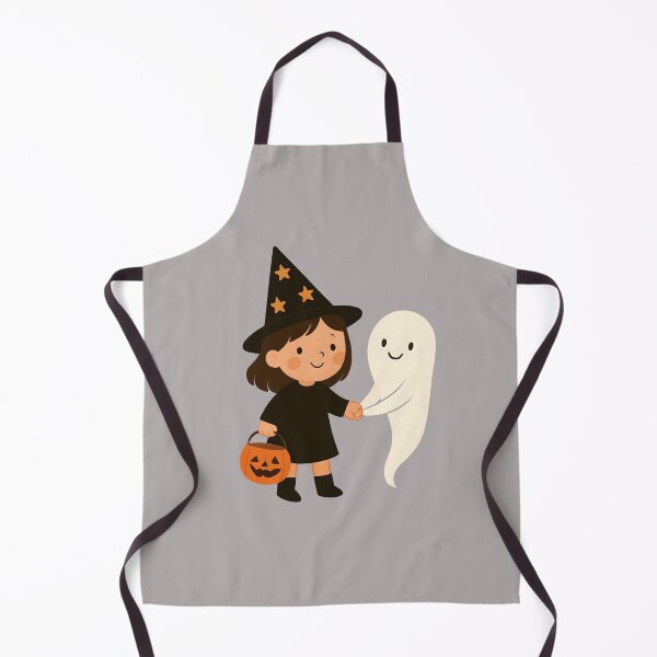 Item preview, Charming Little Girl Dressed as a Witch with a Friendly Ghost for a Magical Halloween Adventure designed and sold by NanaNoei Creation.